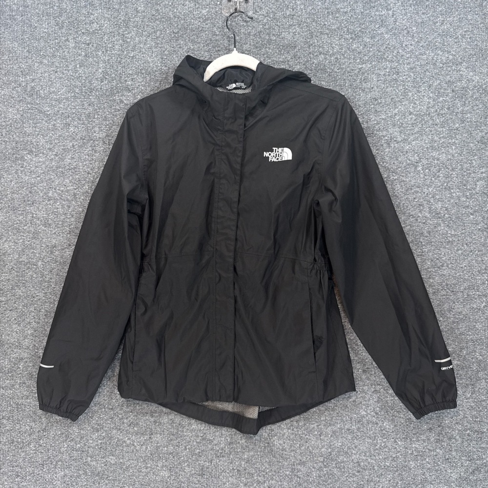 The North Face Rain Jacket Girls XL Black DryVent Hooded Full Zip Windbreaker